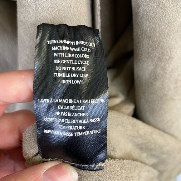 BlankNYC size small Womens Vegan Leather Suede Cardigan Jacket Tan Beige Button - Picture 7 of 8